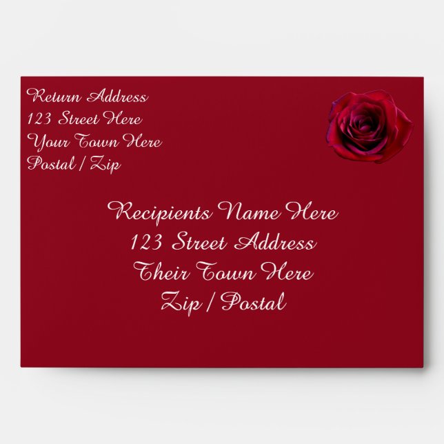 Rose Envelopes Personalized Red Roses Envelopes (Front)
