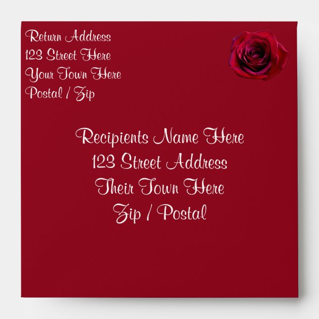 Rose Envelopes Personalized Red Roses Envelopes (Front)