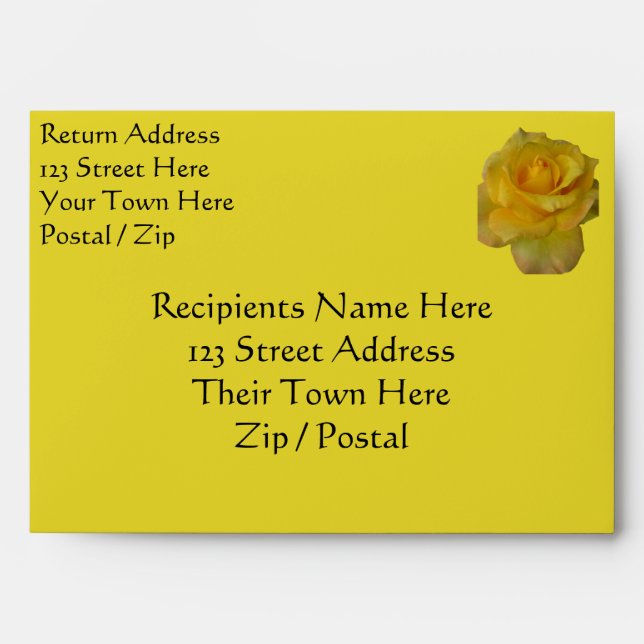 Rose Envelopes Personalized Yellow Roses Envelopes (Front)