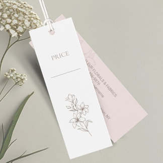 Rose et blanc | Étiquettes Prix Floral Minimal Chi