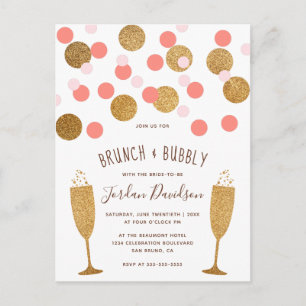Rose et brunch de confettis d'or et invitations