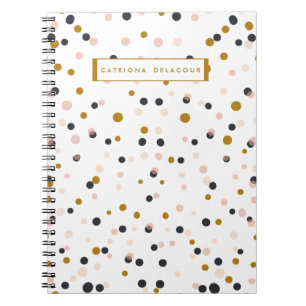 Rose et carnet personnalisé par confettis d'or