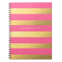 Rose et carnet personnalisé par or