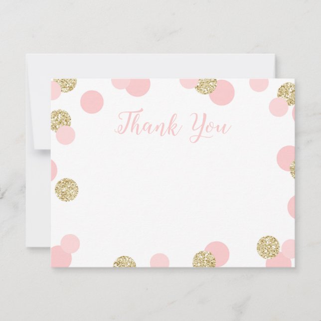 Rose et cartes de Merci de confettis de parties (Devant)