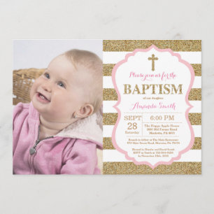 Rose et invitation de baptême de parties
