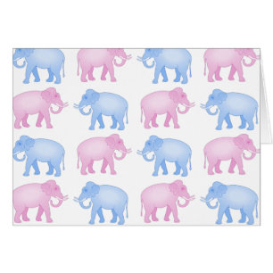 Rose et motif bleu d'éléphant d'Asie