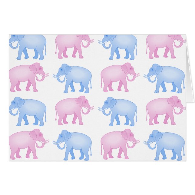 Rose et motif bleu d'éléphant d'Asie (Devant horizontal)