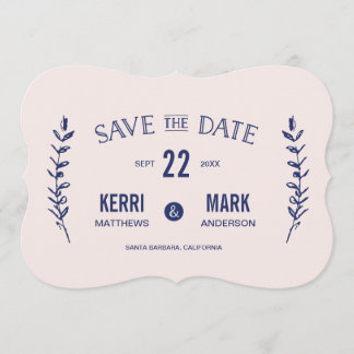 Rose et Navy Blue Laurels Enregistrer la carte Dat