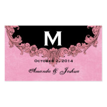 Rose et noir Vintage Monogramme mariage Faveur V30