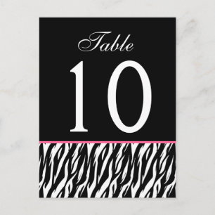Rose et noir Zebra Ver. 2 Numéro de table Mariage