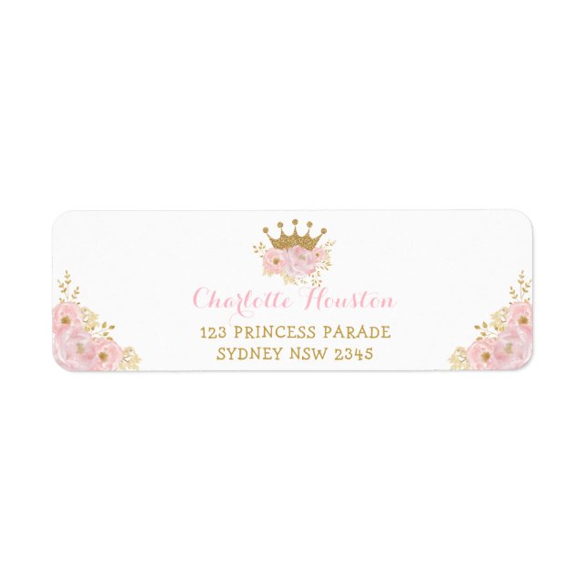 Rose et or Couronne princesse Blush Floral (Devant)