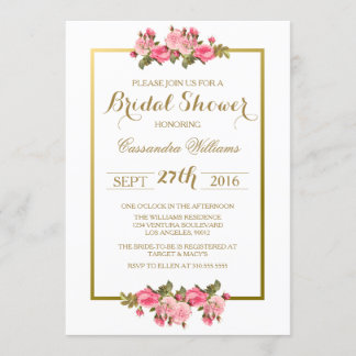 Rose et or - invitation florale de Fête de la