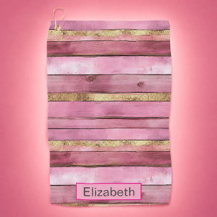 Rose et Or Serviette de Golf Personnalisée en Bois