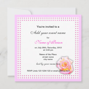 rose et points roses invitation à toutes les fêtes