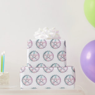 Rose et sarcelle Papier cadeau de sorcellerie blan