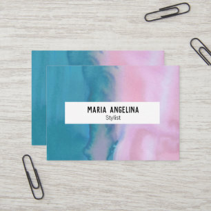 Rose et turquoise abstrait carte de visite d'aquar