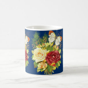 Rose et une Mug de café papillon