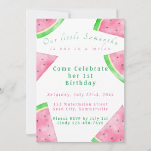 Rose et vert dans un melon 1er Invitation d'annive