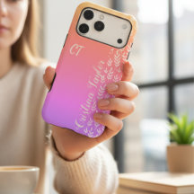 Rose et violet élégant dégradé pastel monogrammé