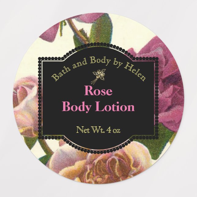 Rose étanche Produits de bain à thème Étiquette (Design 1)