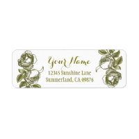 Rose Etching White Faux Gold Custom Address Label
