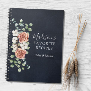 Rose Eucalyptus Floral Botanical Rustic Recipe Notebook