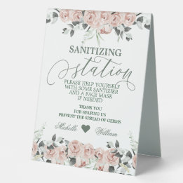 Rose Eucalyptus Sanitizing Station Wedding