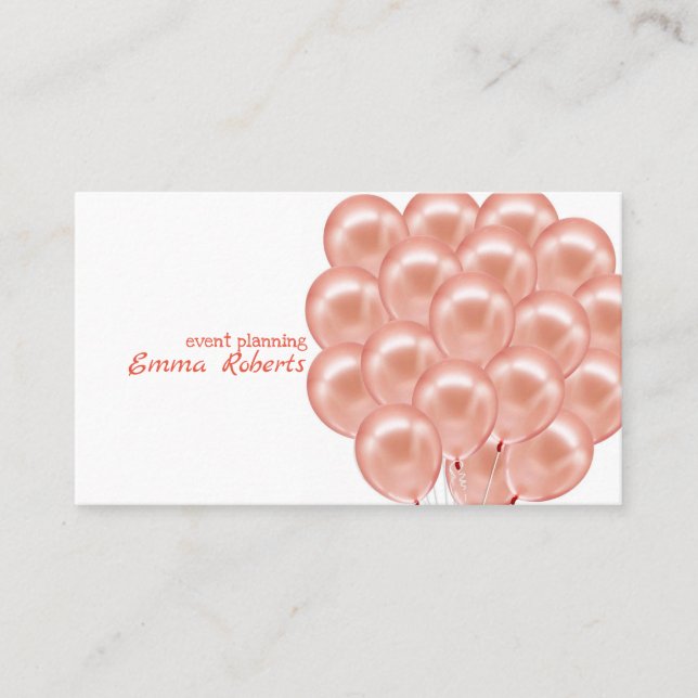 Rose Événement Planification Balloirs Carte de vis (Devant)