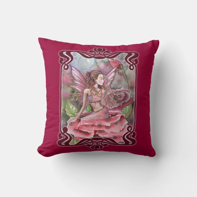 Rose Fairy Throw Pillow (Front)