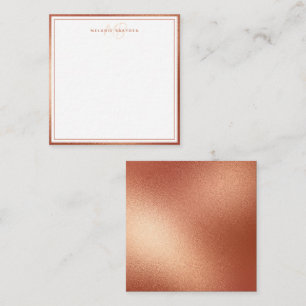 Rose Faux Gold Foil Minimalist Monogram Two Border Card