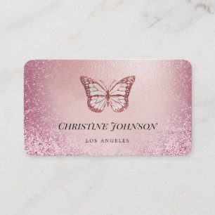 ROSE FAUX papillon en feuille d'or Carte de visite