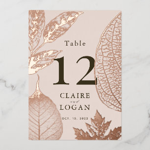 Rose Feuille or rose beige Mariage Numéro de table