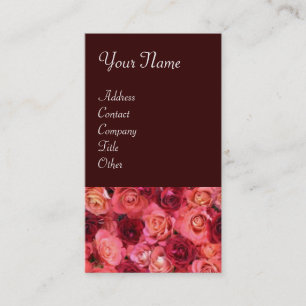 ROSE FIELD ,bright vibrant  red  pink brown Business Card