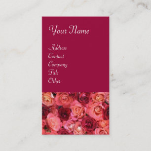 ROSE FIELD ,bright vibrant red pink Business Card