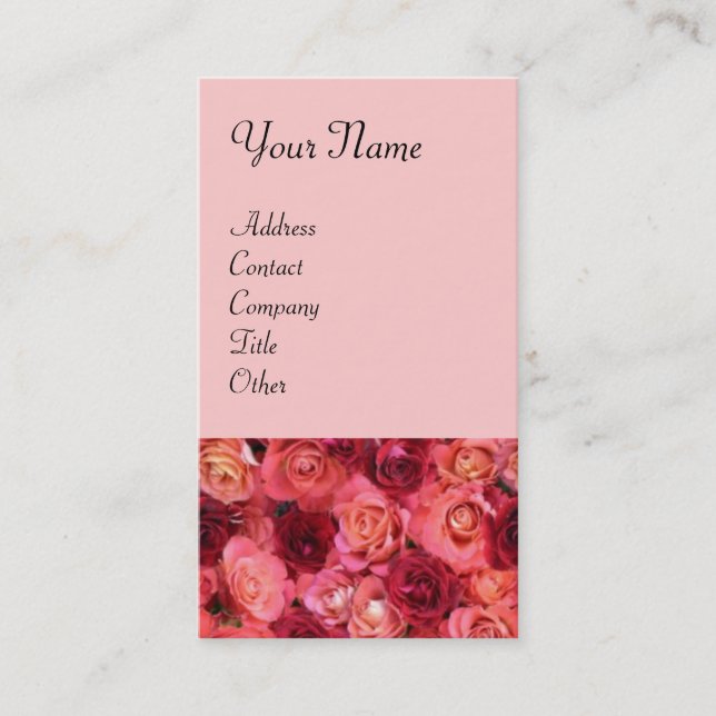 ROSE FIELD ,bright vibrant  red  pink Business Card (Front)