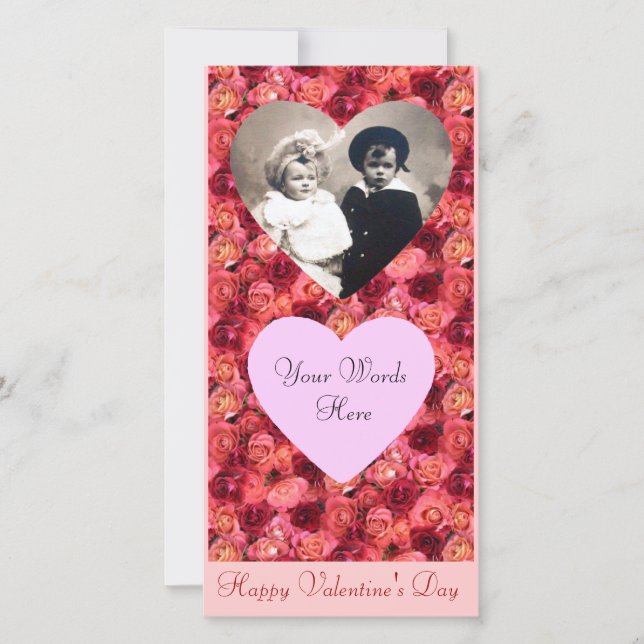 ROSE FIELD ,bright vibrant  red  pink Holiday Card (Front)