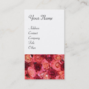 ROSE FIELD ,bright vibrant  red  pink white Business Card