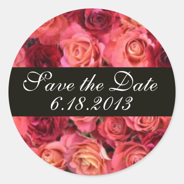 ROSE FIELD ,Save the Date Classic Round Sticker (Front)