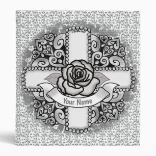 Rose Filigree Christian Cross custom binder