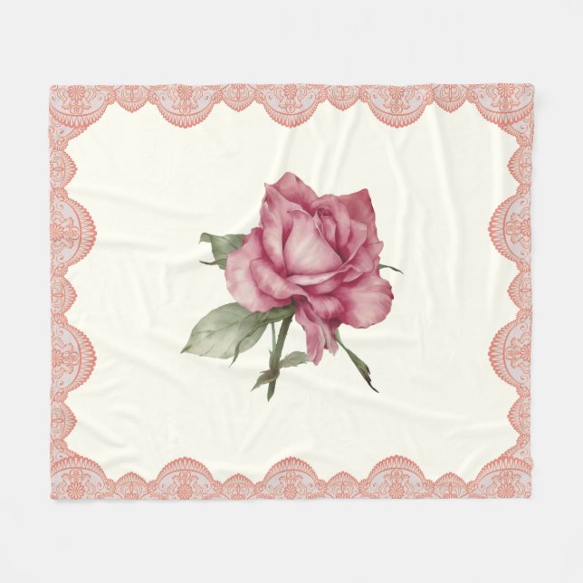 Rose Fleece Blanket (Front (Horizontal))