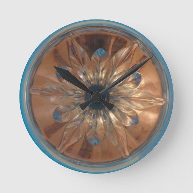 Rosé Fleur Bleu Mur Horloge (Recto)