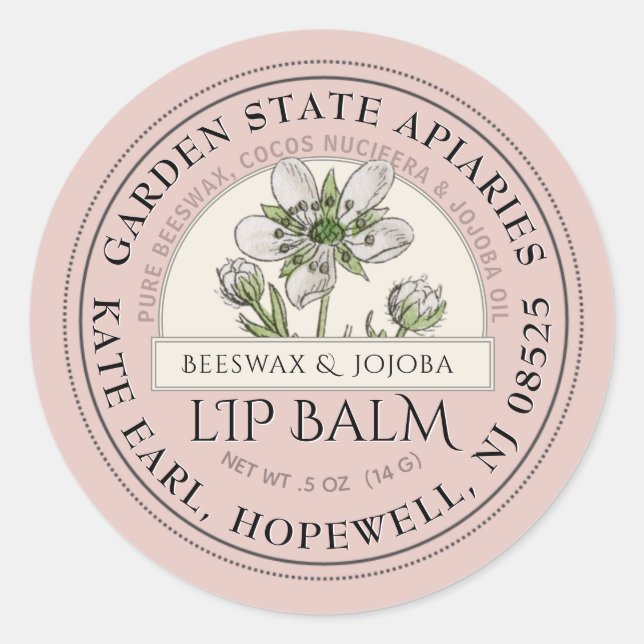 Rose Fleur sauvage Gold Lip Balm Étiquette (Devant)