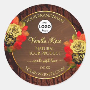Rose fleuris Étiquette de produit noir Brown Logo