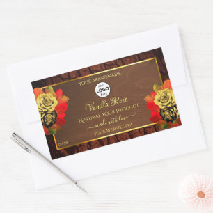 Rose fleuris Étiquette de produit noir Brown Logo