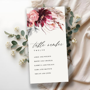 Rose Flora Pampas Grass Seating Chart Table Number