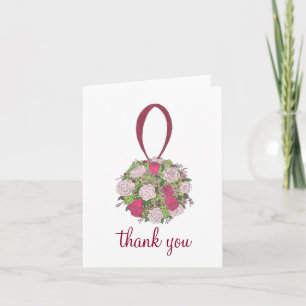 Rose Floral Ball Bouquet Wedding Thank You Note Card