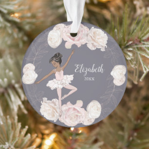 Rose Floral Ballerina Black Hair Girl Personnalis
