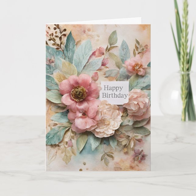 Rose Floral Birthday Card (Front)