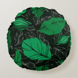 rose floral botanical flowers. Wild spring leaf w Round Pillow