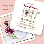 Rose Floral C 90th Birthday Party Invitation<br><div class="desc">Organize the perfect 90th birthday celebration with this elegant rose floral monogram C design featured on the reverse side for birthday girls’ names starting with the letter C. Elegant floral numerals are used within the invitation to accentuate the celebratory age.</div>